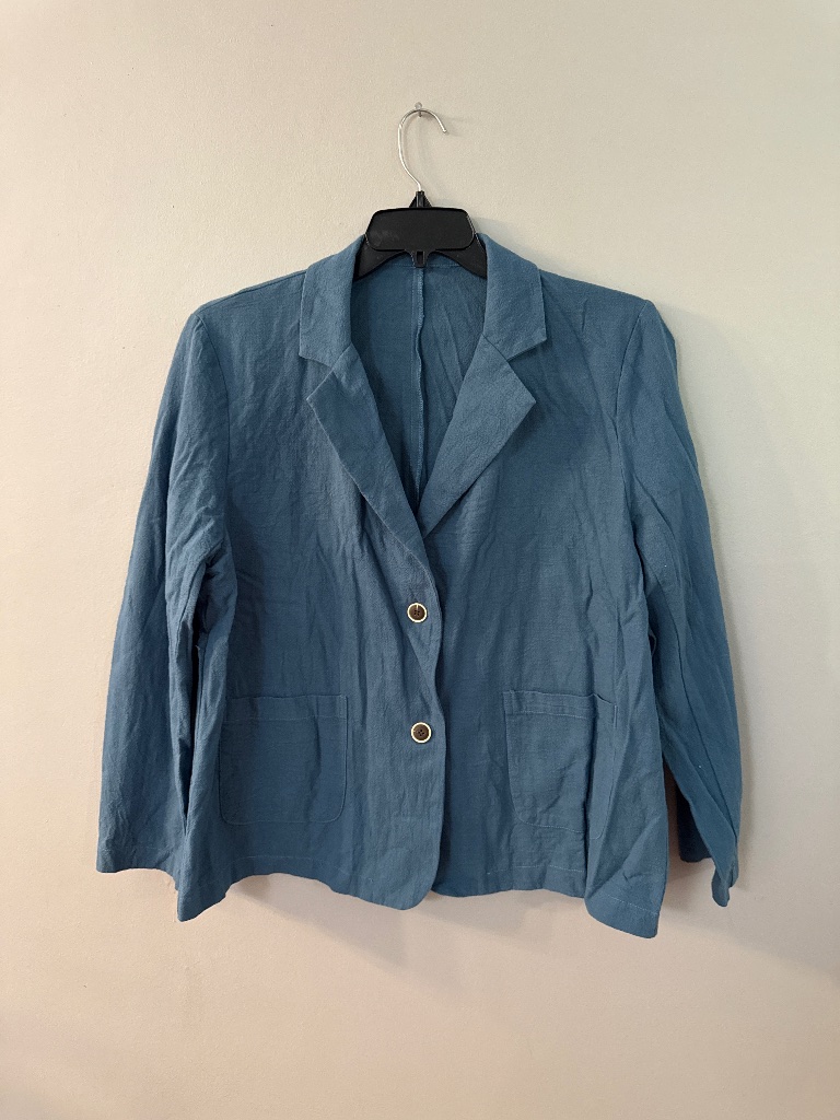 Plus Size Summer Linen Cotton Blend Blazer Jacket - Size 2x